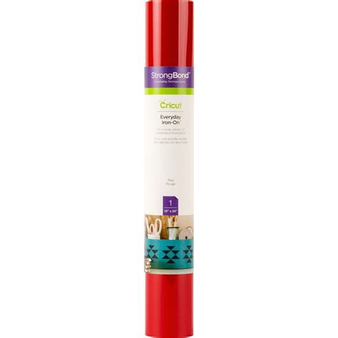 2009346 - Cricut Everyday Iron on Red 1.5m; 1 roll 12 in x 5 ft (30.5 cm x 1.52 m); Outlasts 50+ washes; Cuts beautifully and weeds easily; Layer up to 4 colors for standout patterns & projects; For all Cricut® cutting machines